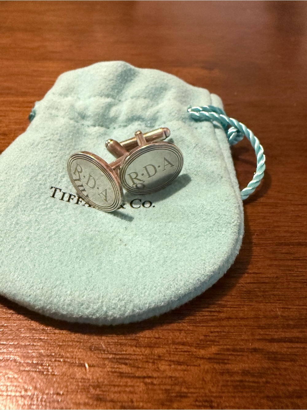 Tiffany & Co. Silver Oval Engraved Cuff Links